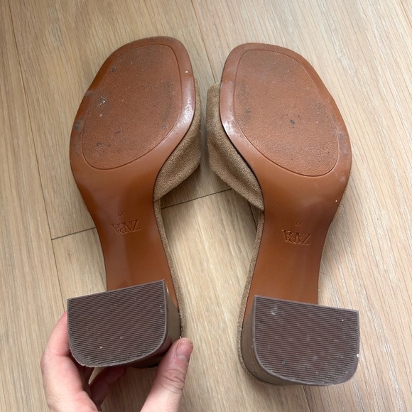 Zara Suede Heeled Sandals, size 6.5 - Picture 3 of 3